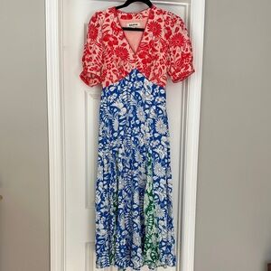 Boden Red and Blue Floral Dress
